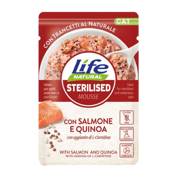 Life Cat Natural Sterilised łosoś z komosą ryżową pasztet adult 70 g