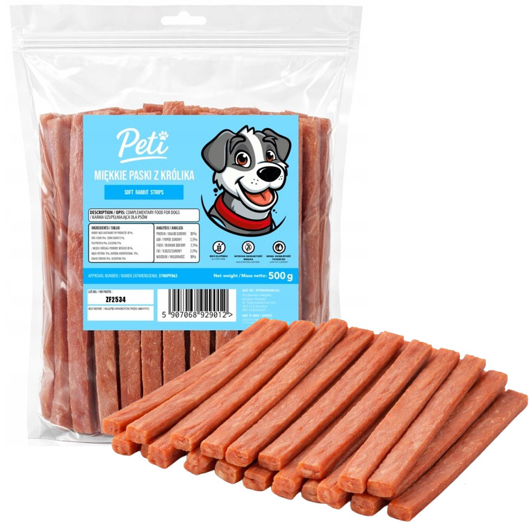PETI Miękkie paski królik 500 g