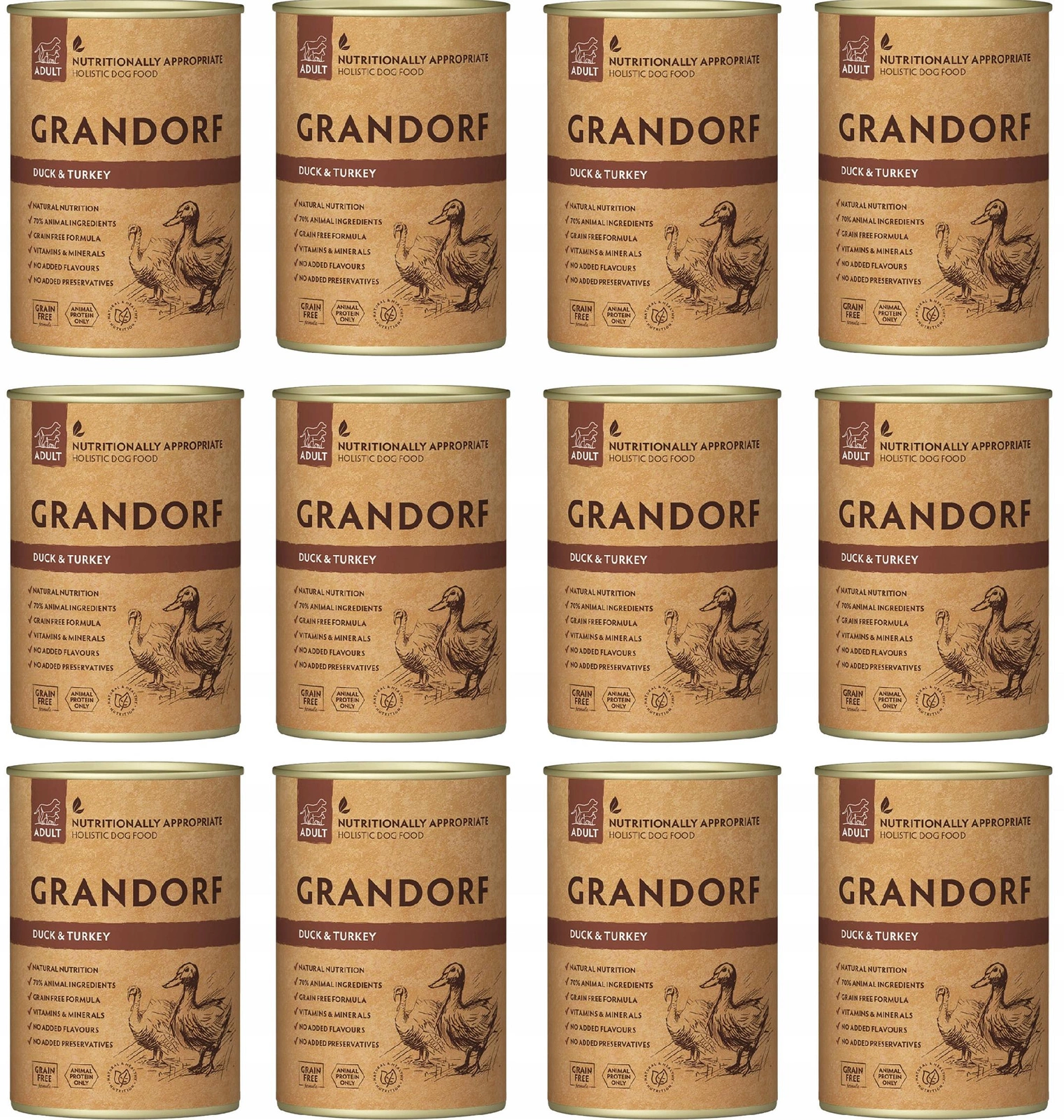 Grandorf indyk, kaczka 400 g × 12