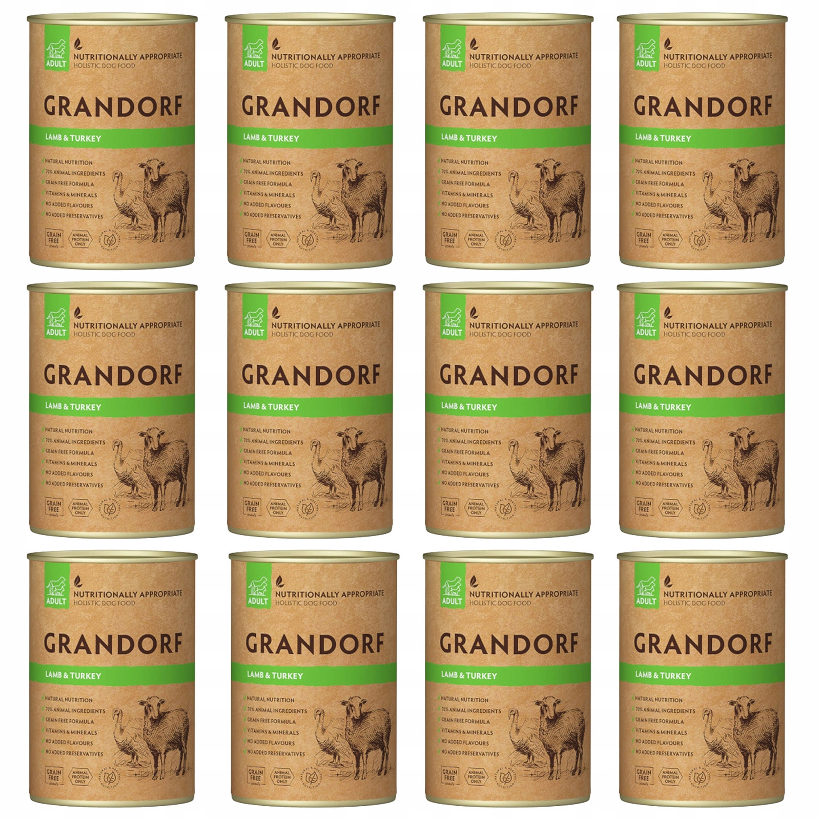 Grandorf indyk, jagnięcina 400 g × 12