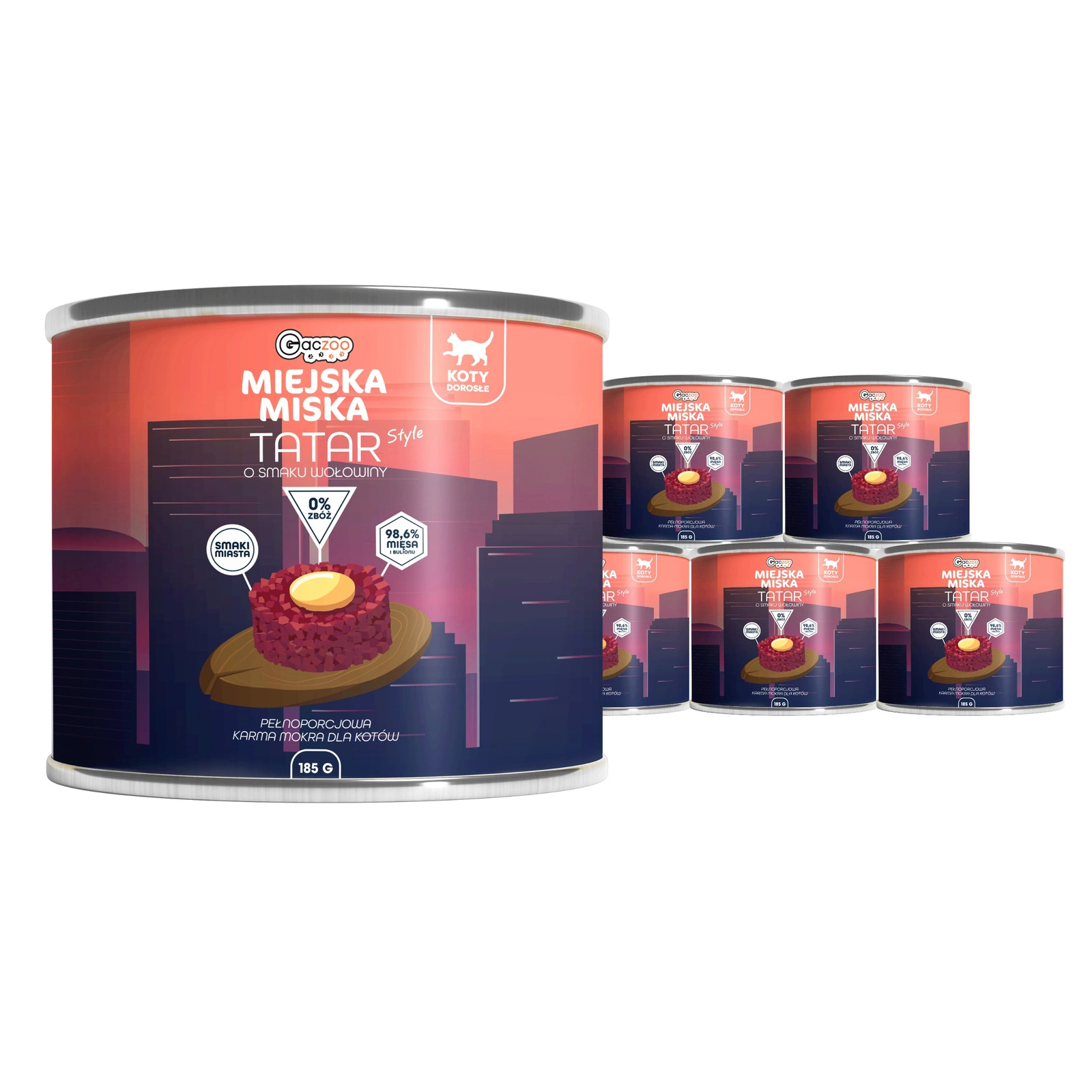 Gaczoo Miejska Miska wołowina adult 185 g × 6