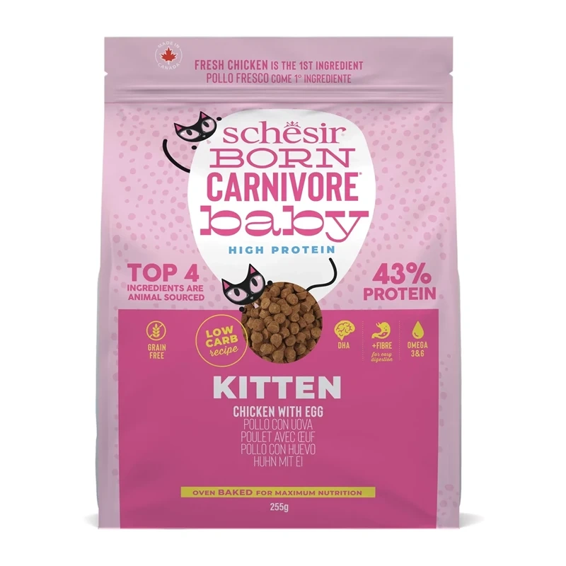 Schesir Born Carnivore kurczak z jajkiem kitten 255 g