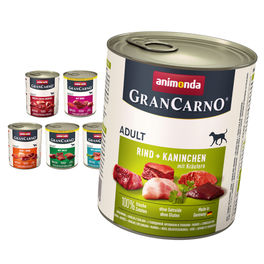 Animonda GranCarno dziczyzna, królik, kurczak, wieprzowina, wołowina, łosoś adult 800 g × 6