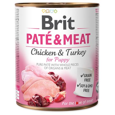 Brit Pate & Meat indyk, kurczak puppy 800 g × 12