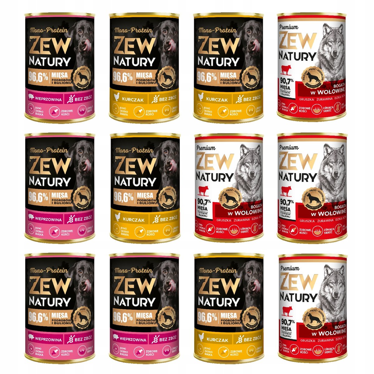 Zew Natury Mono-Protein kurczak, wieprzowina, wołowina 400 g × 12