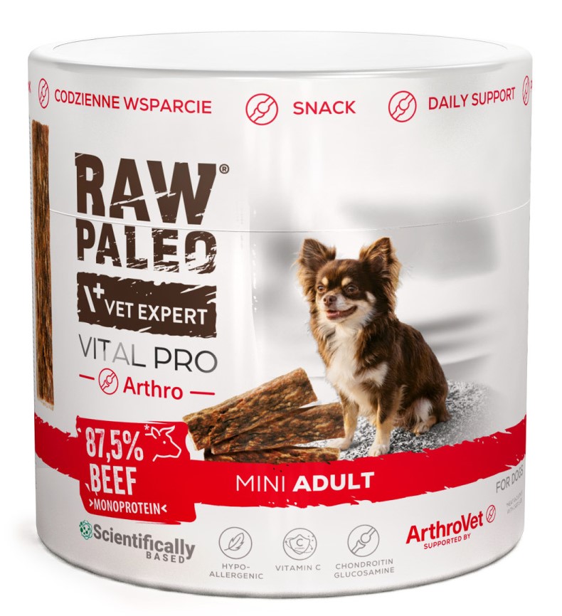 VetExpert Raw Paleo Vital Pro Arthro wołowina adult małe rasy 100 g