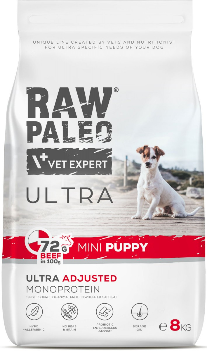 VetExpert Raw Paleo Ultra wołowina puppy małe rasy 8 kg