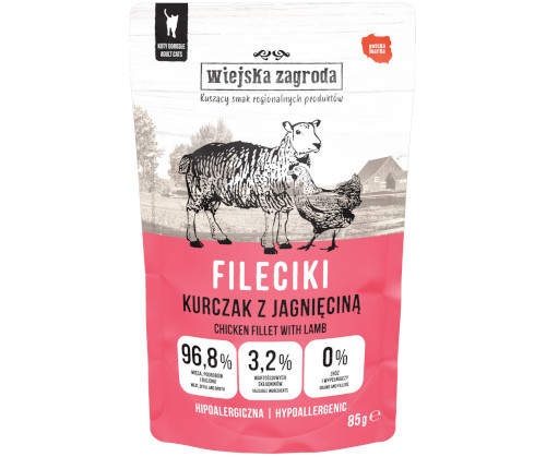 Wiejska Zagroda Fileciki Digestive Sensitive jagnięcina, kurczak kawałki adult 85 g