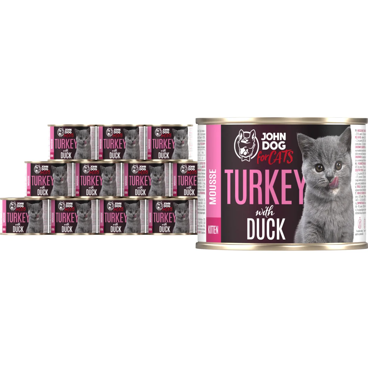John Dog For Cats indyk, kaczka pasztet kitten 200 g × 12