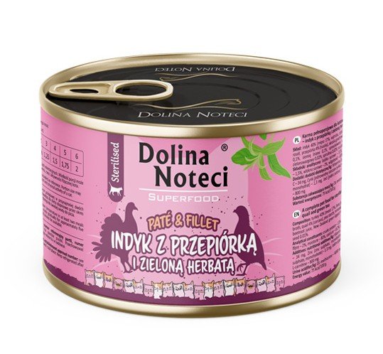 Dolina Noteci Superfood Sterilised indyk, przepiórka pasztet adult 185 g