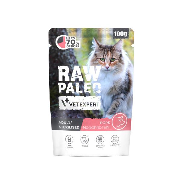 VetExpert Raw Paleo Sterilised wieprzowina adult 100 g