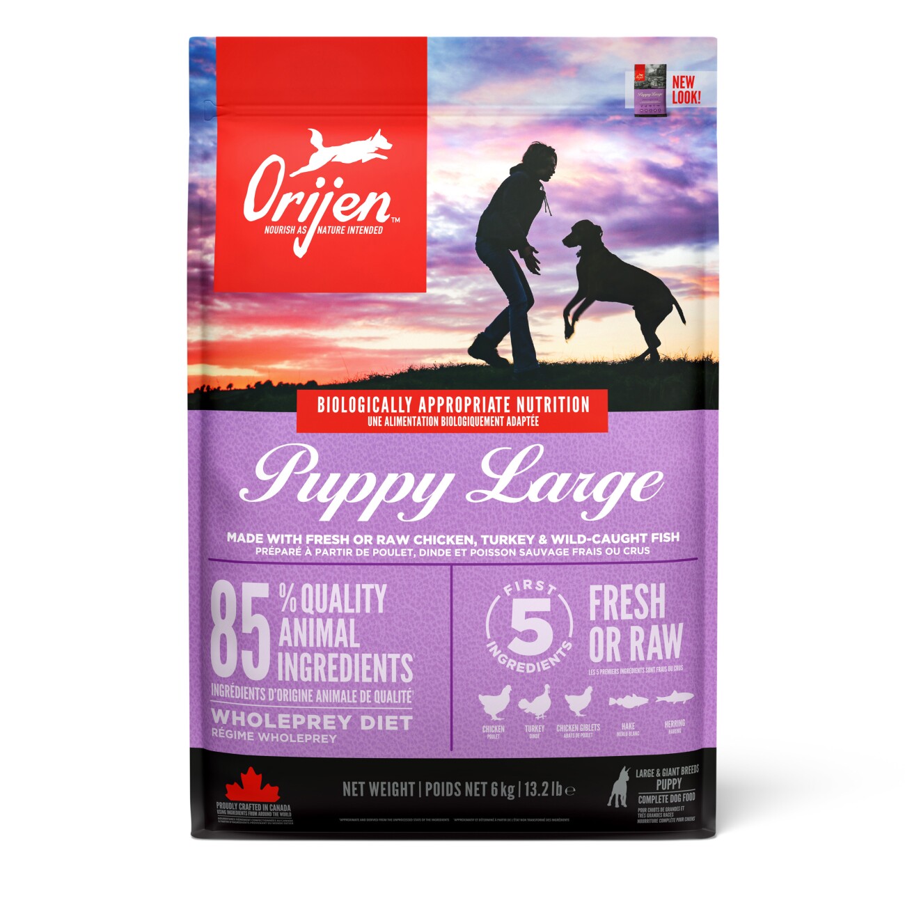 Orijen Puppy indyk, kurczak, ryba junior duże rasy 6 kg × 2