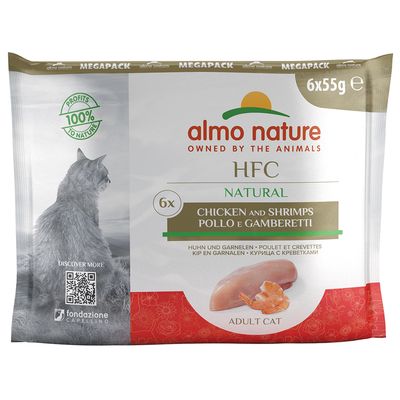 Almo Nature Hfc Natural Sensitive krewetki, kurczak w bulionie 55 g × 6