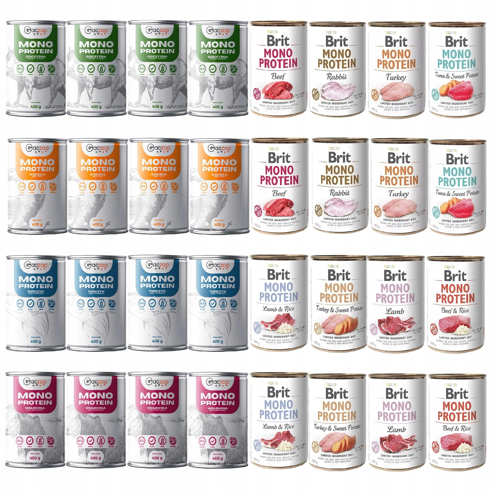 Brit Mono Protein dzik, jagnięcina, kaczka adult 400 g × 32