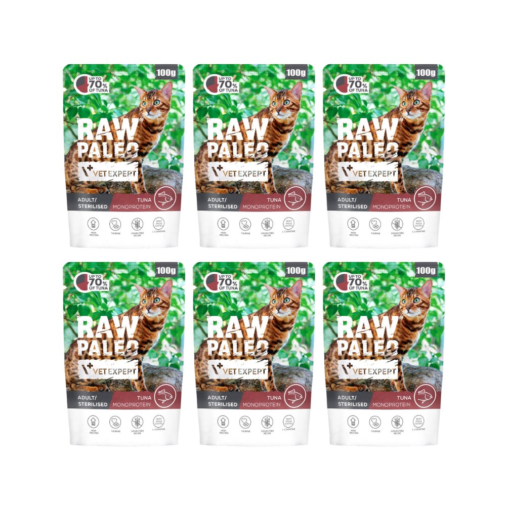 VetExpert Raw Paleo Sterilised tuńczyk adult 100 g × 6