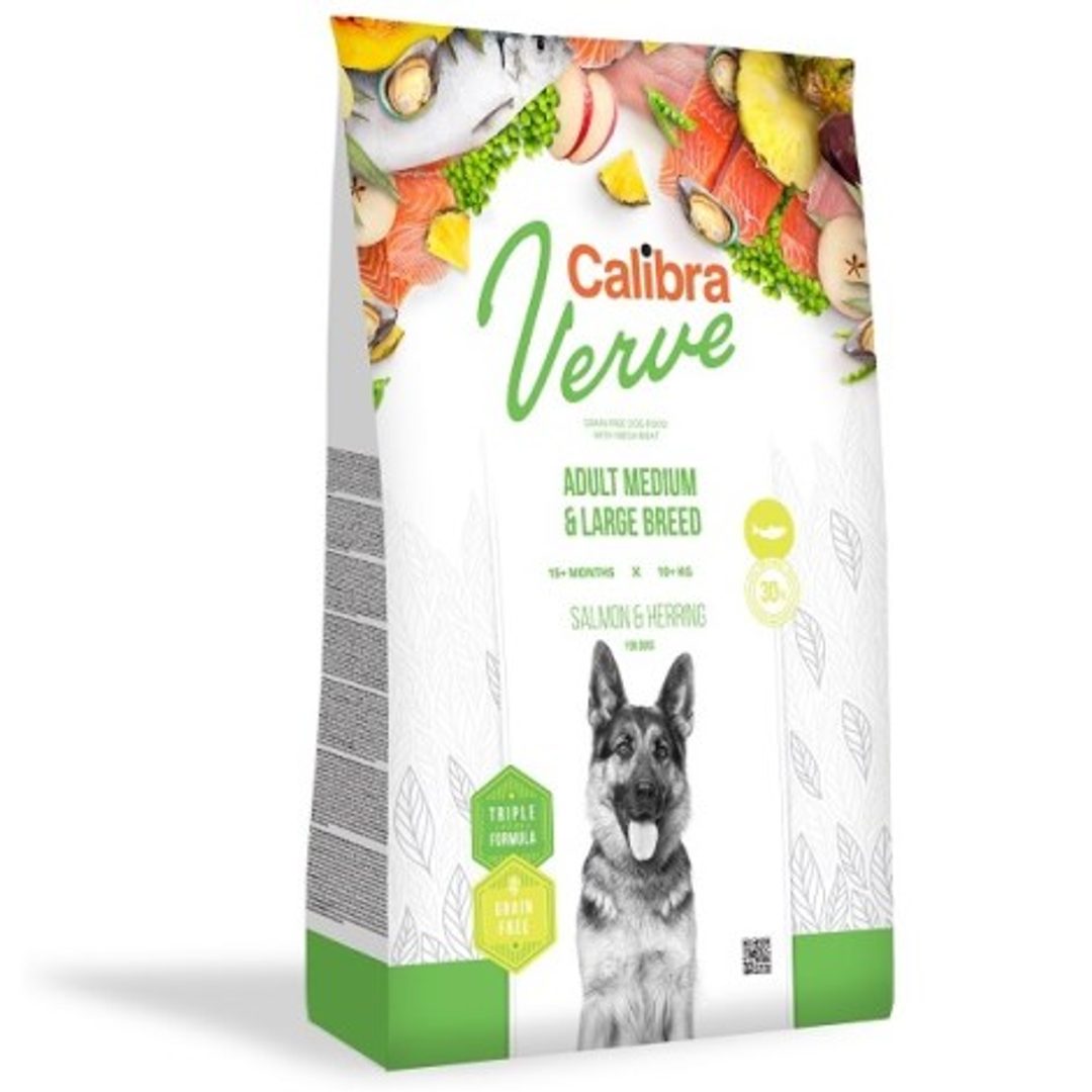 Calibra Dog Verve GF łosoś, śledź adult średnie i duże rasy 12 kg