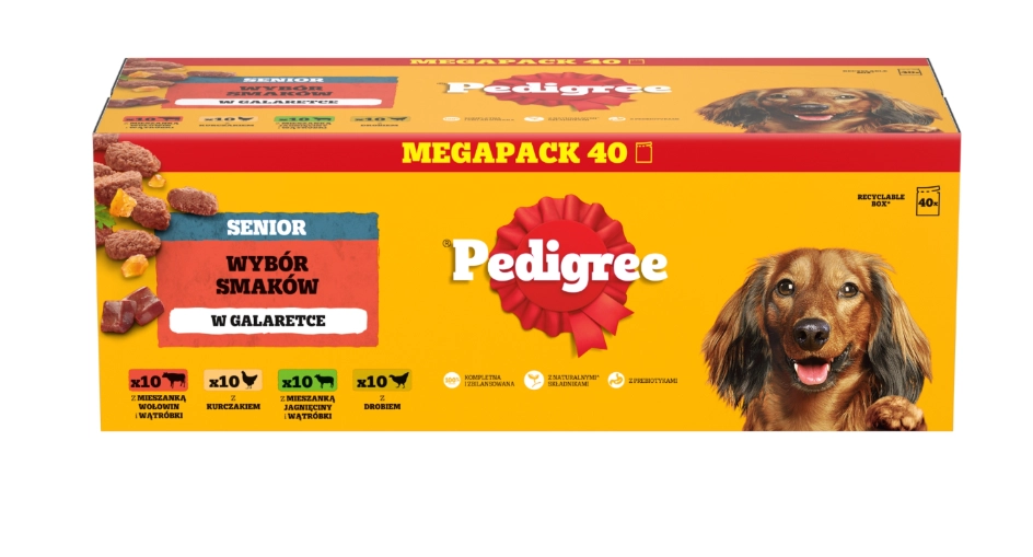 Pedigree drób, jagnięcina, kurczak, wołowina, wątróbka senior 100 g × 40