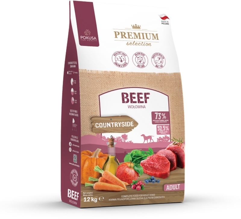 Pokusa Premium Selection wołowina adult 12 kg