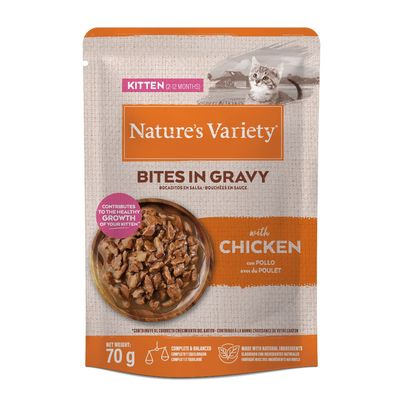 Nature's Variety Bites kurczak w sosie kitten 70 g × 28