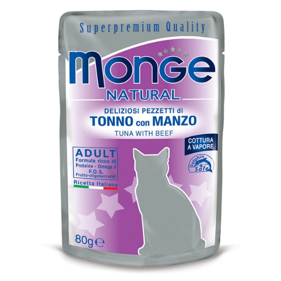 Monge Natural Indoor tuńczyk, wołowina w galaretce adult 80 g