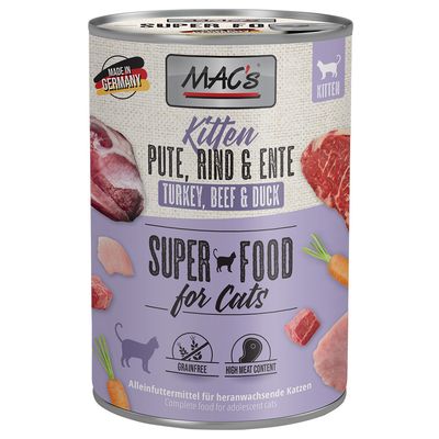 MAC's Sensitive indyk, kaczka, wołowina pasztet kitten 400 g × 6