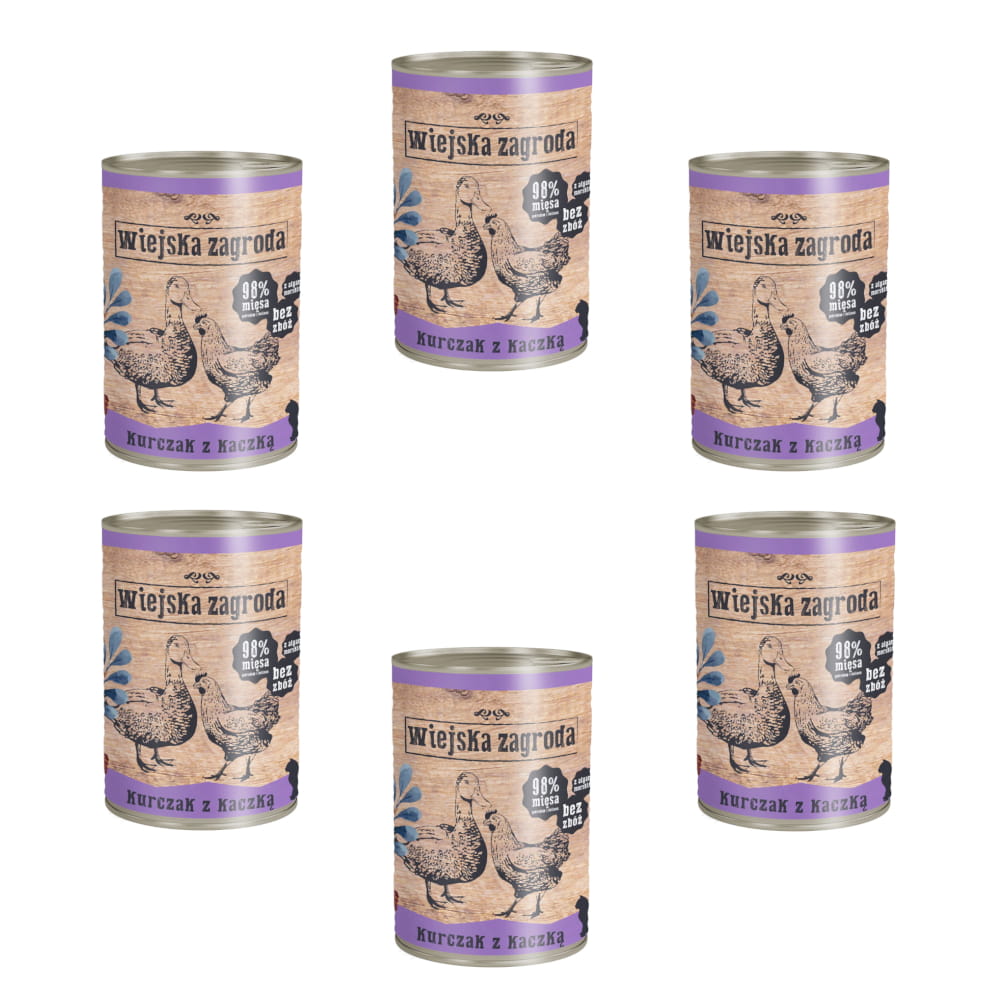 Wiejska Zagroda kaczka, kurczak w bulionie adult 400 g × 6