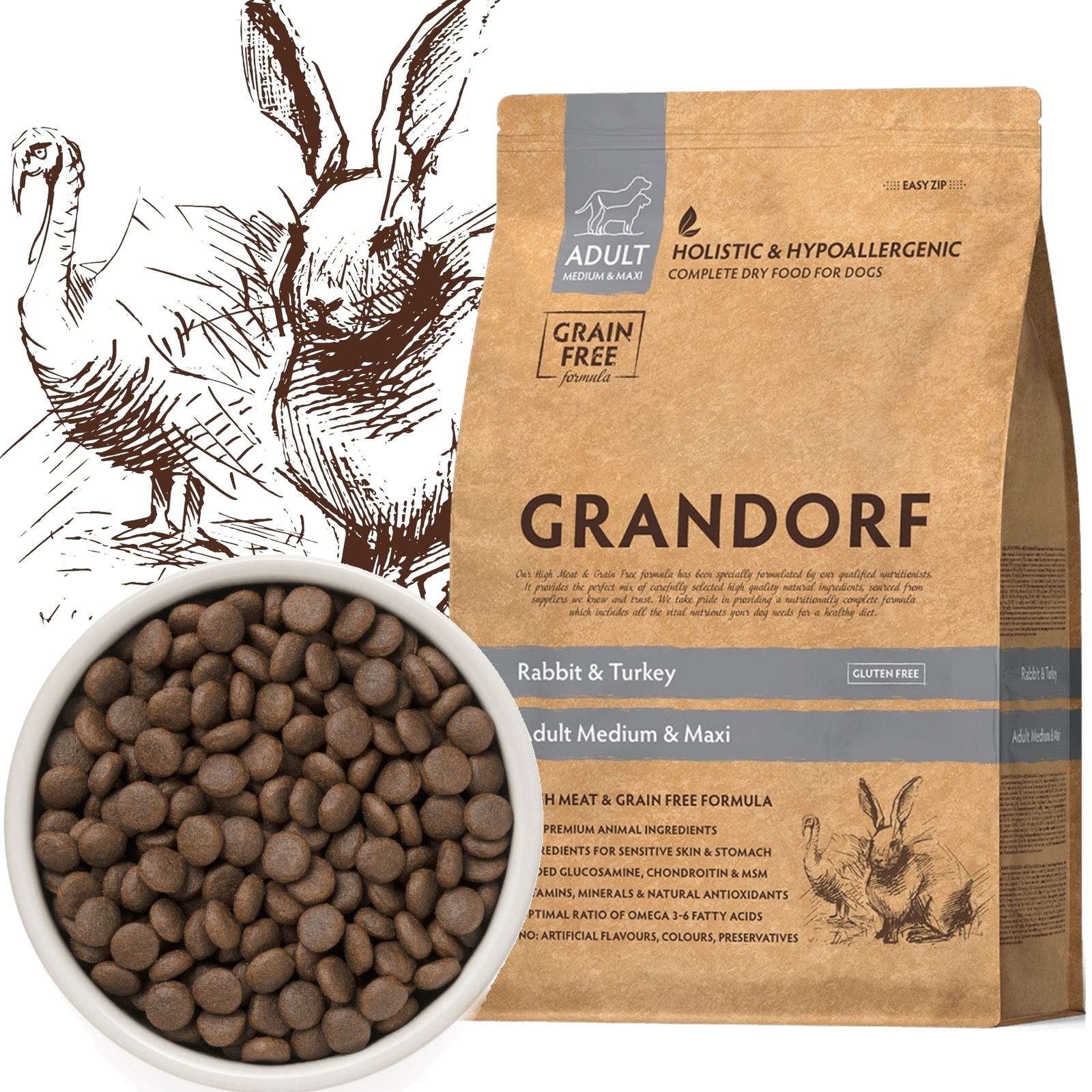 Grandorf indyk, królik adult średnie rasy, duże rasy 3 kg