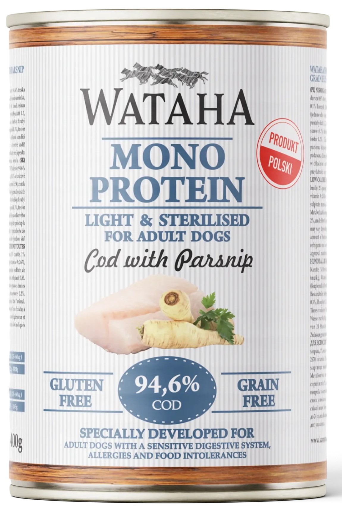Wataha Mono Protein Light & Sterilised dorsz z pasternakiem adult 400 g