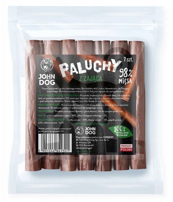 John Dog Paluchy Premium zając 25 g × 7