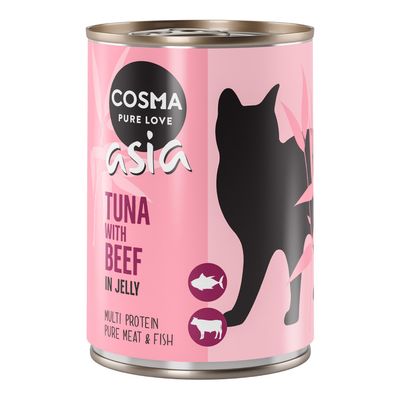 Cosma Asia Indoor tuńczyk, wołowina w galaretce 400 g × 12