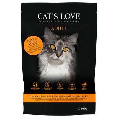 CAT'S LOVE Digestive Hairball dziczyzna, indyk adult 400 g × 2