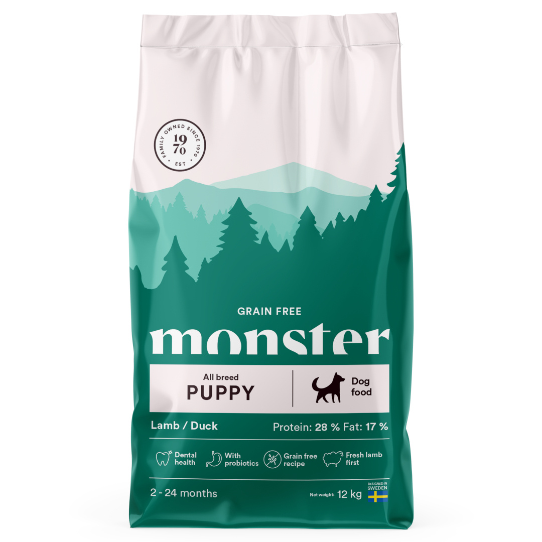 Monster Dog Grain Free Puppy jagnięcina, kaczka junior 12 kg