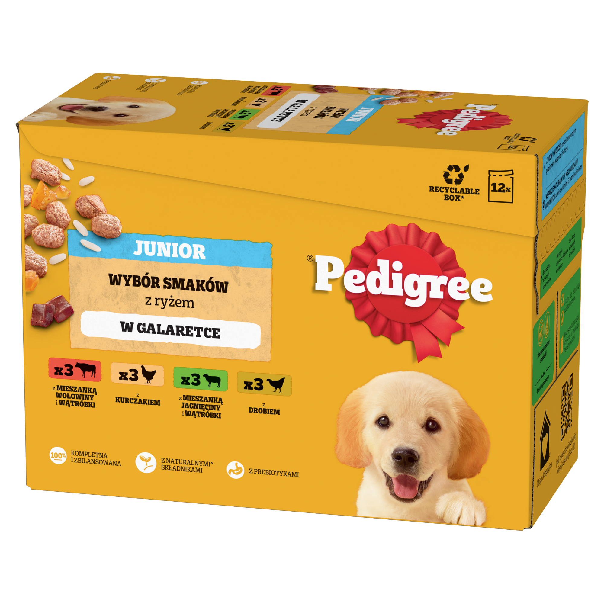 Pedigree Vital Protection drób, jagnięcina, kurczak, wołowina, wątróbka junior 100 g × 12