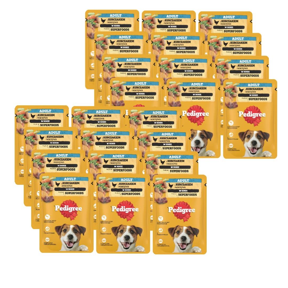 Pedigree Adult kurczak z warzywami w sosie dla dorosłych psów 100 g × 24