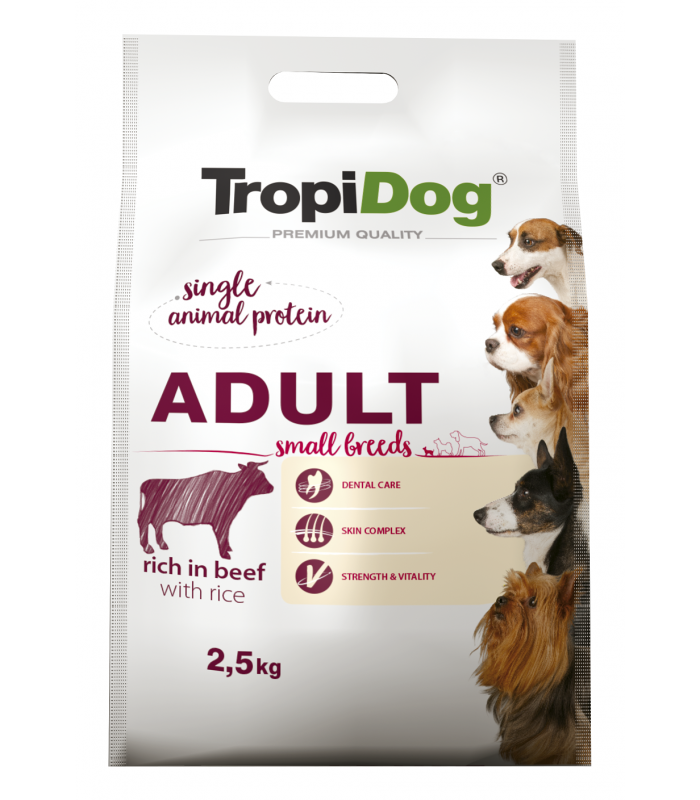 Tropidog Premium wołowina z ryżem adult małe rasy 2,5 kg