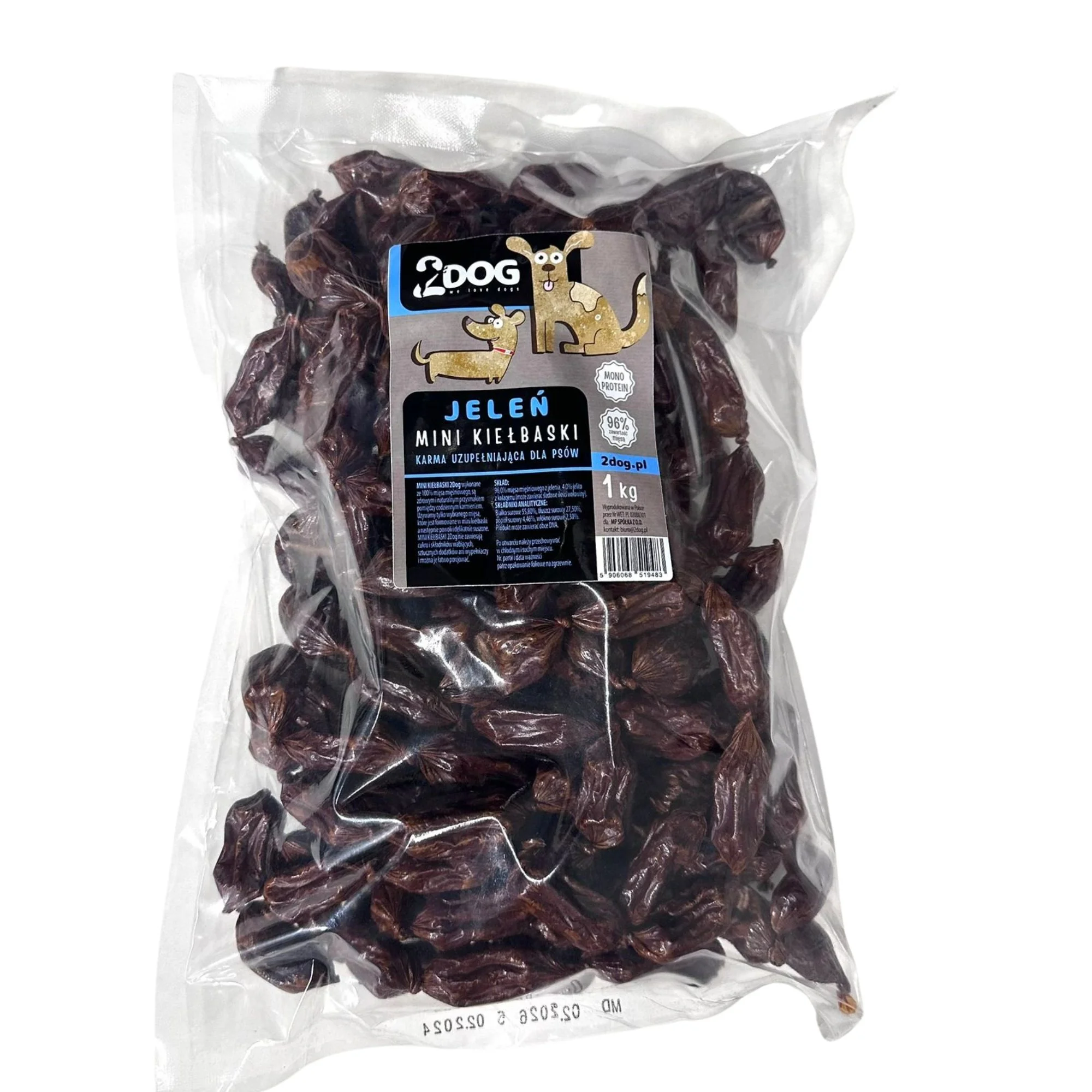 2Dog mini kiełbaski jeleń 1 kg
