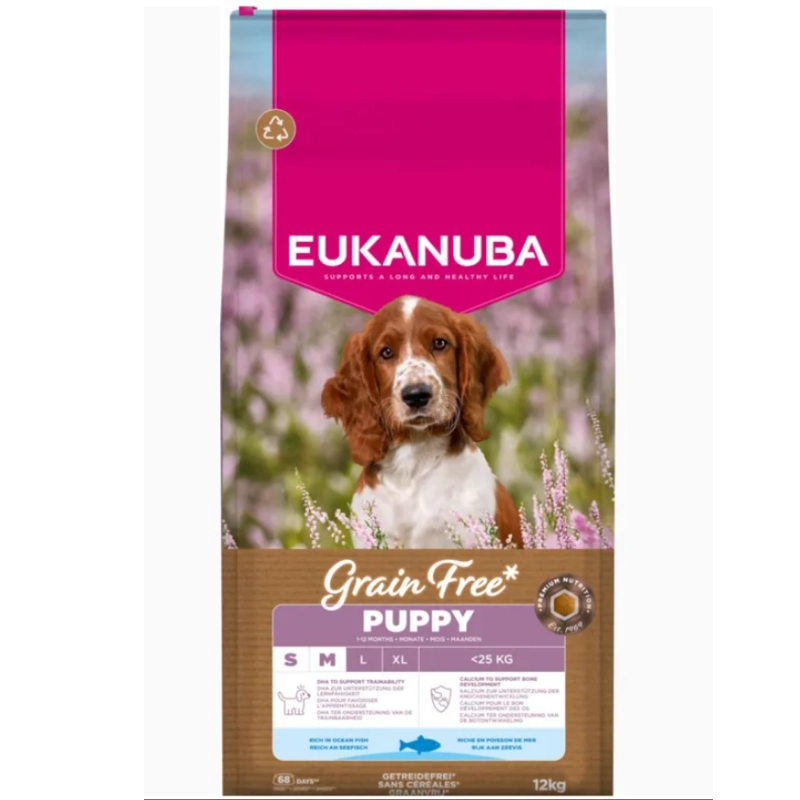 Eukanuba Grain Free łosoś junior małe i średnie rasy 12 kg