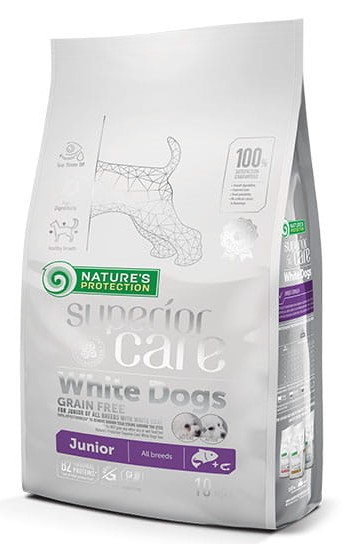 Nature's Protection Superior Care White Dogs łosoś junior 10 kg