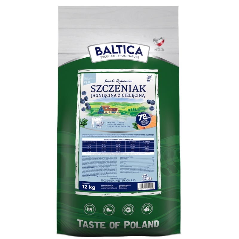 Baltica Smaki Regionów cielęcina, jagnięcina puppy 12 kg