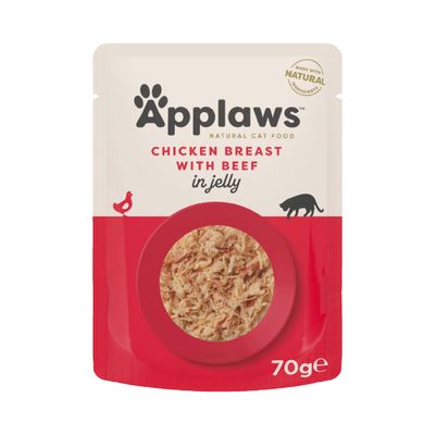 Applaws Sensitive kurczak, wołowina w galaretce adult 70 g × 32