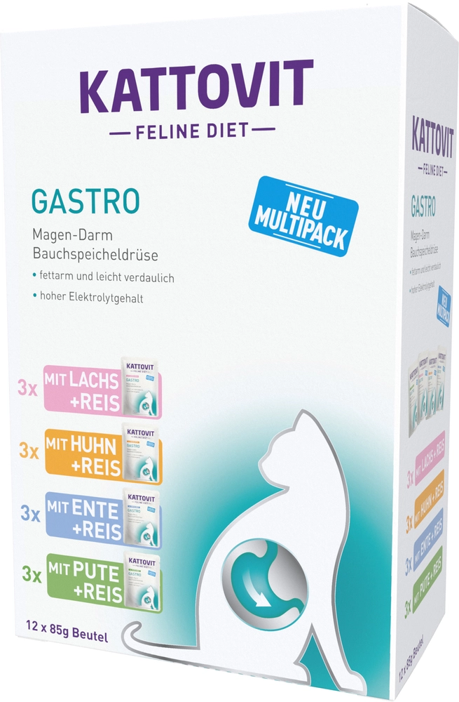 Kattovit Feline Diet Digestive mix smaków w sosie 85 g × 12