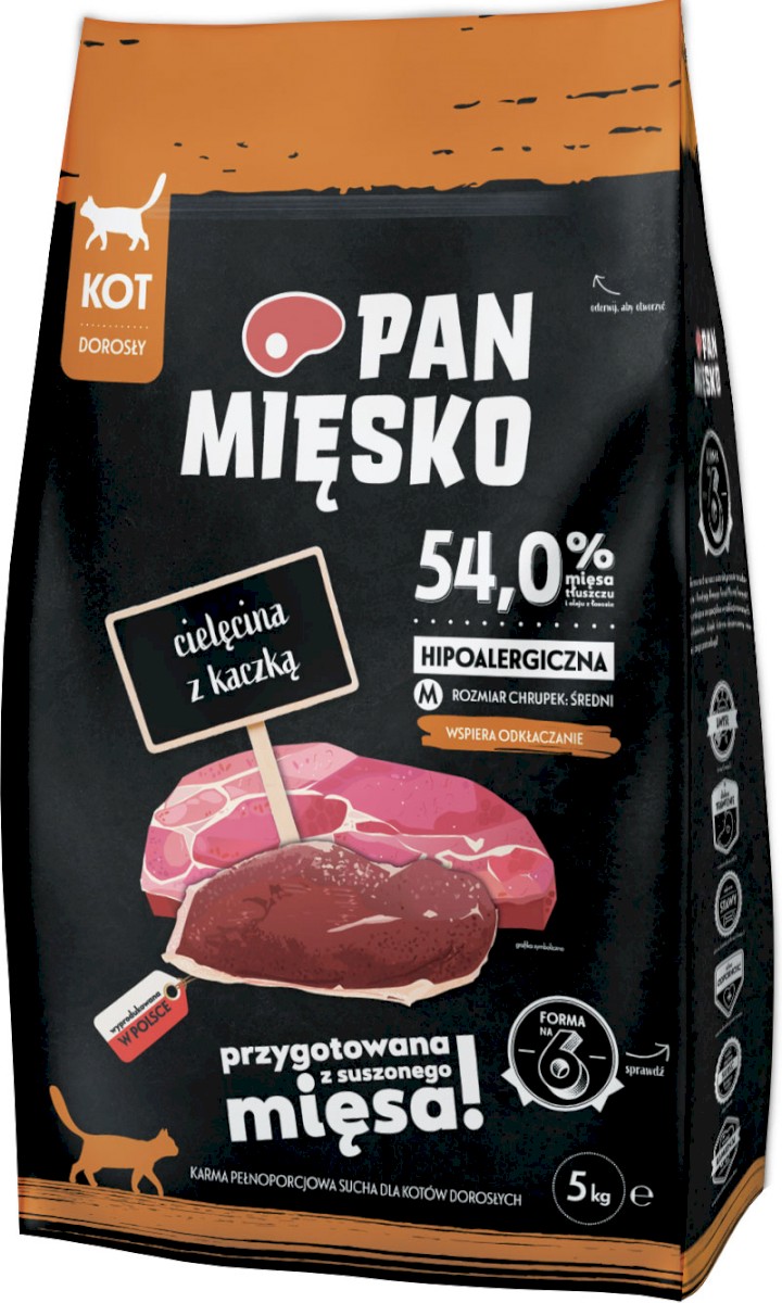Pan Mięsko Hairball cielęcina, kaczka adult 5 kg