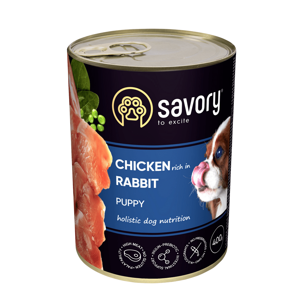 Savory królik, kurczak puppy 400 g × 3