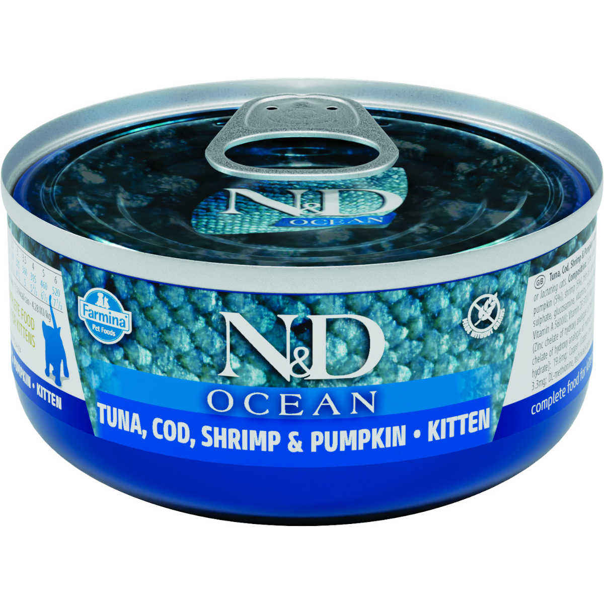 Farmina N&D Ocean dorsz, krewetki, tuńczyk z dynią w sosie kitten 70 g