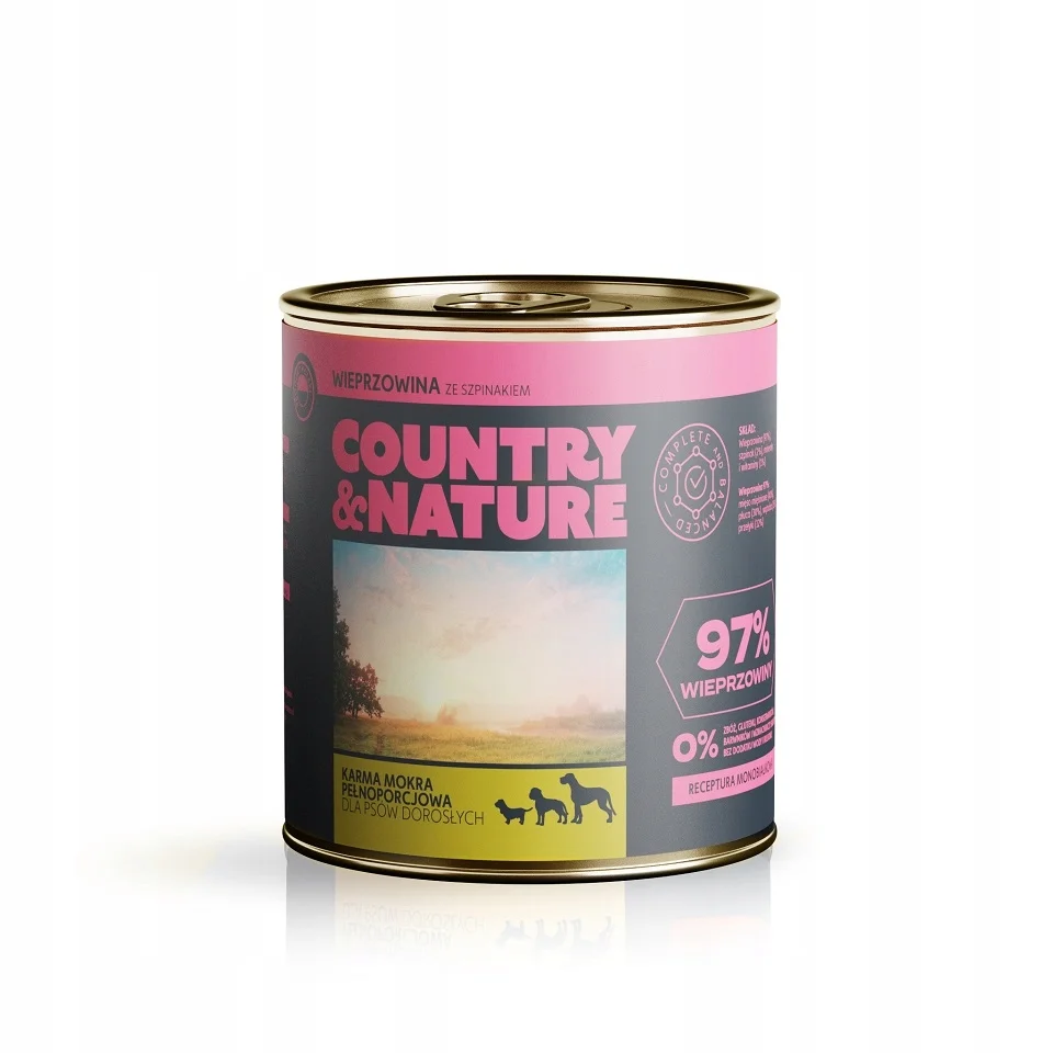 Country & Nature wieprzowina ze szpinakiem adult 850 g