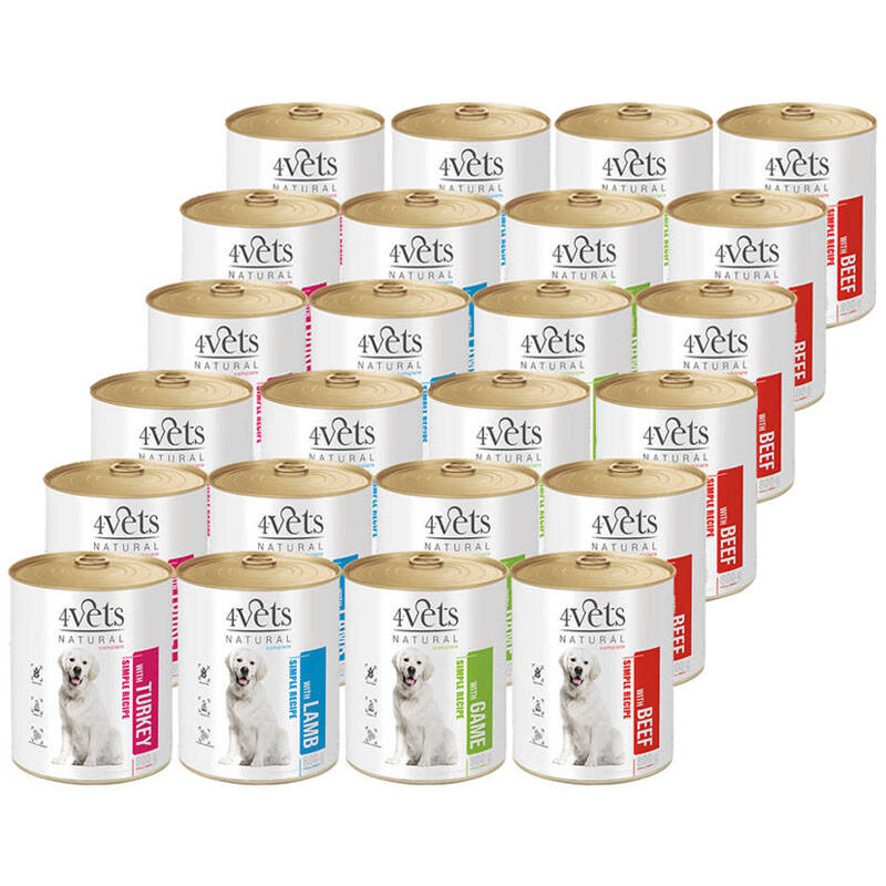 4Vets Natural dziczyzna, indyk, jagnięcina, wołowina 800 g × 24
