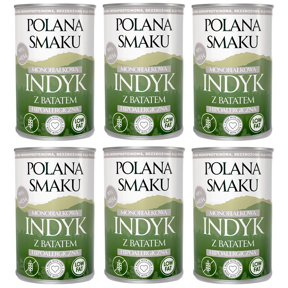 Polana Smaku indyk z batatem adult 400 g × 6