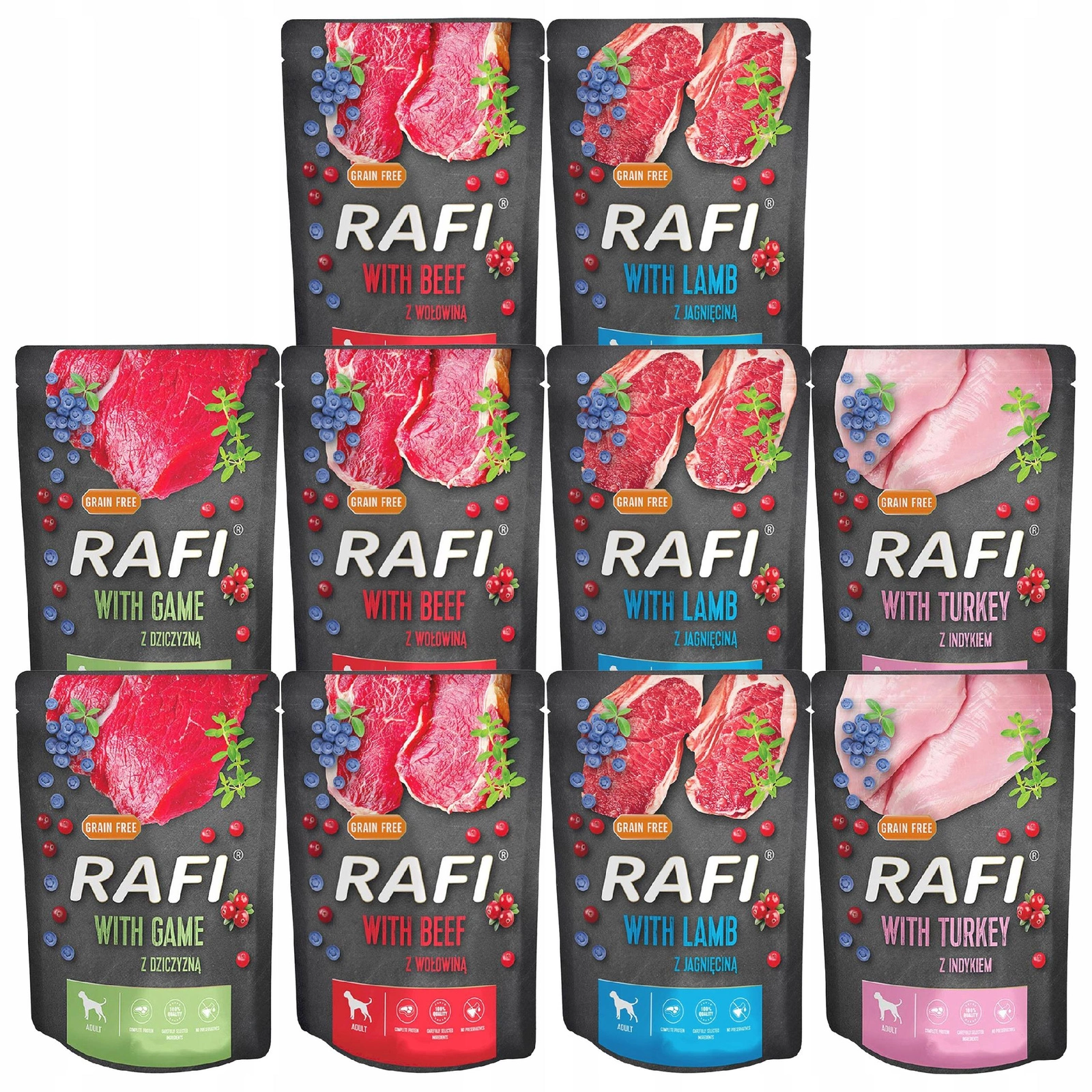 Rafi dziczyzna, indyk, jagnięcina, wołowina 300 g × 10