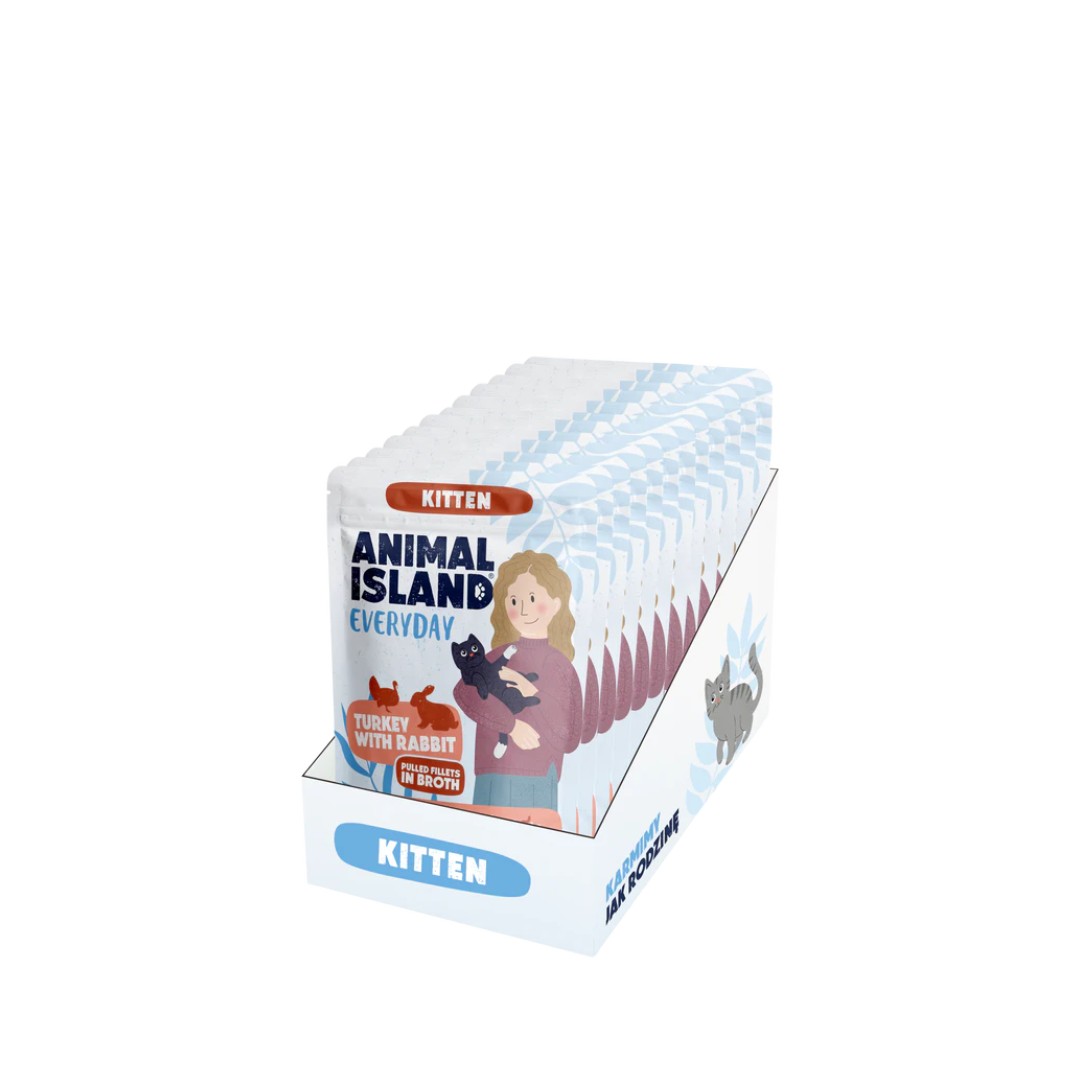 Animal Island Everyday indyk, królik w bulionie kitten 85 g × 12