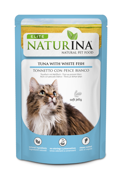 Naturina Elite tuńczyk z białą rybą kawałki adult 70 g